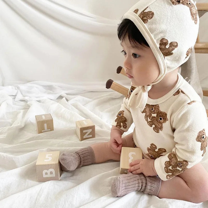 Cute Bear Baby BodySuit With Hat 6-24m-Seazide Shop