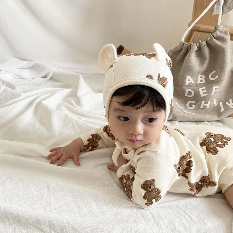Cute Bear Baby BodySuit With Hat 6-24m-Seazide Shop