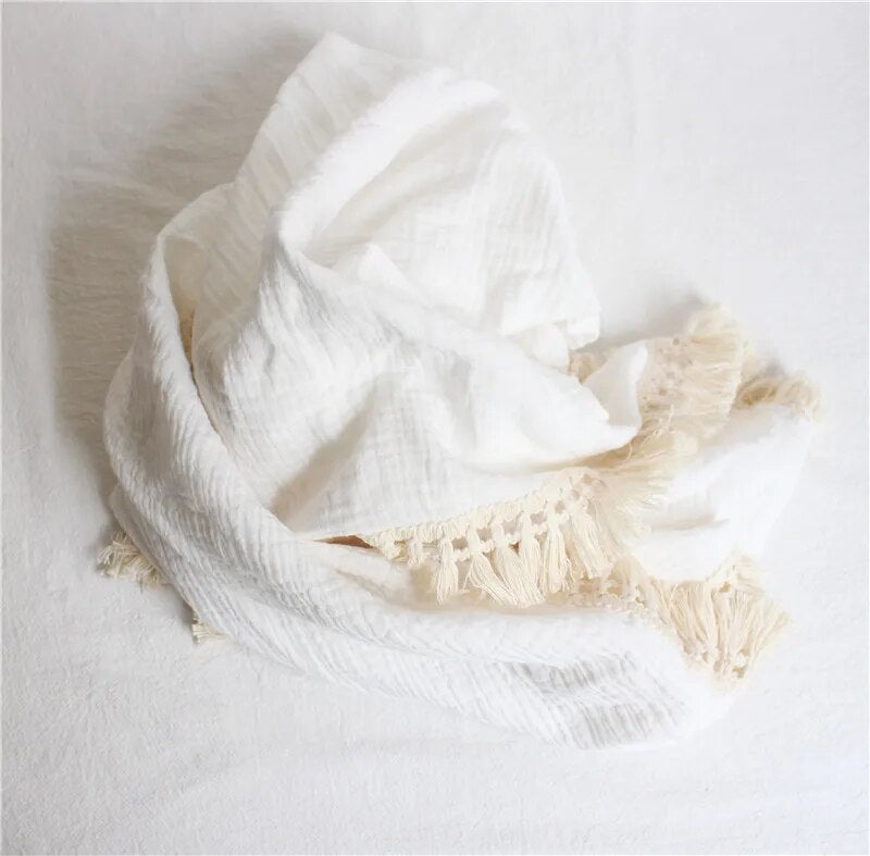 Cotton Tassel Baby Swaddle Wrap-Seazide Shop