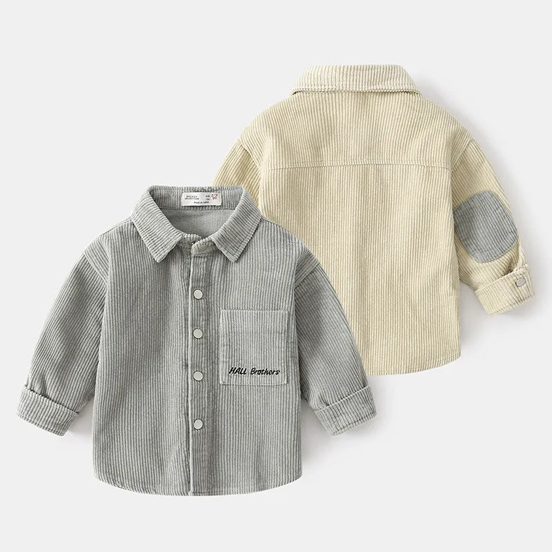 Preppy Style Boys' Long Sleeve Corduroy Shirt