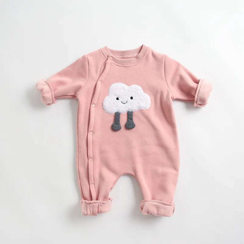 Cartoon Baby Jumpsuit with Faux Fur Lining-Seazide Shop