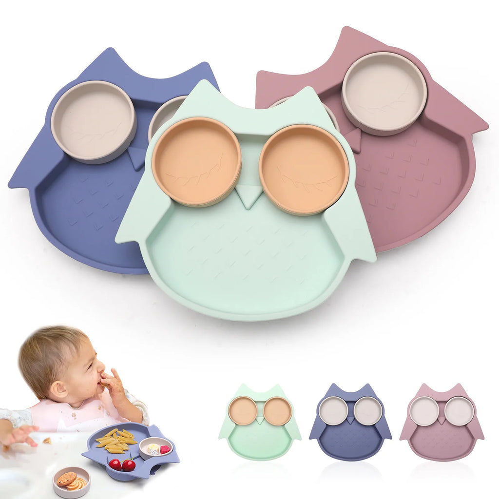 Owl's Nest Silicone Baby Bowls n Plate