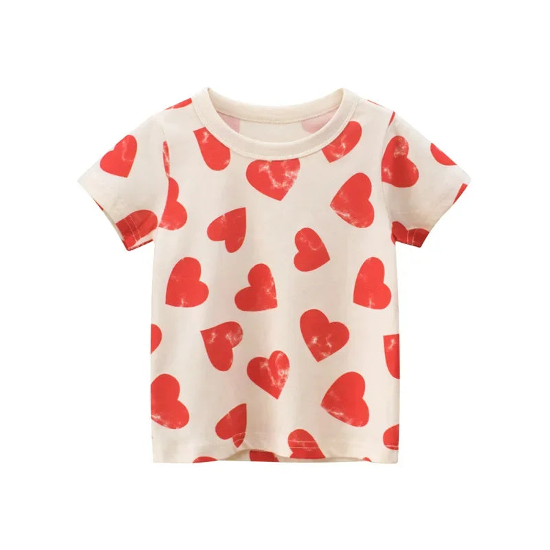 2-8T Heart Print Girls T Shirt