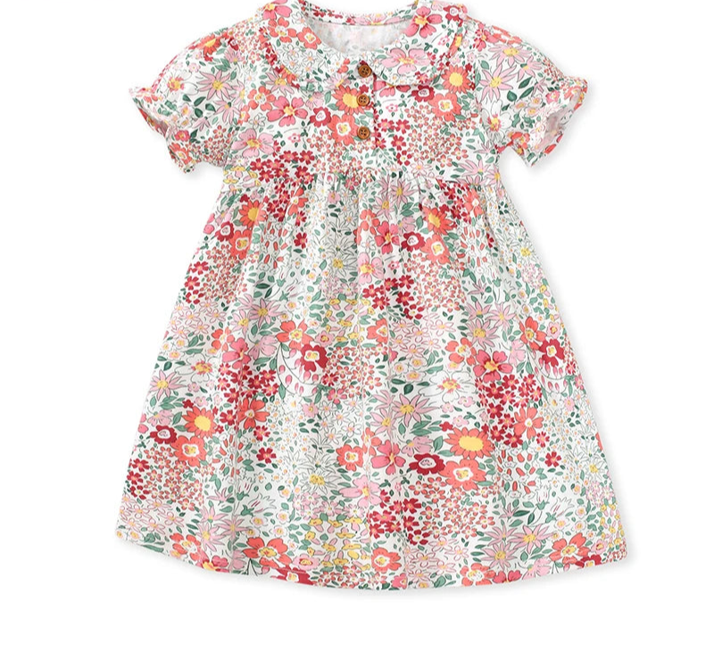 Girls Cotton All Over print Flower Dress