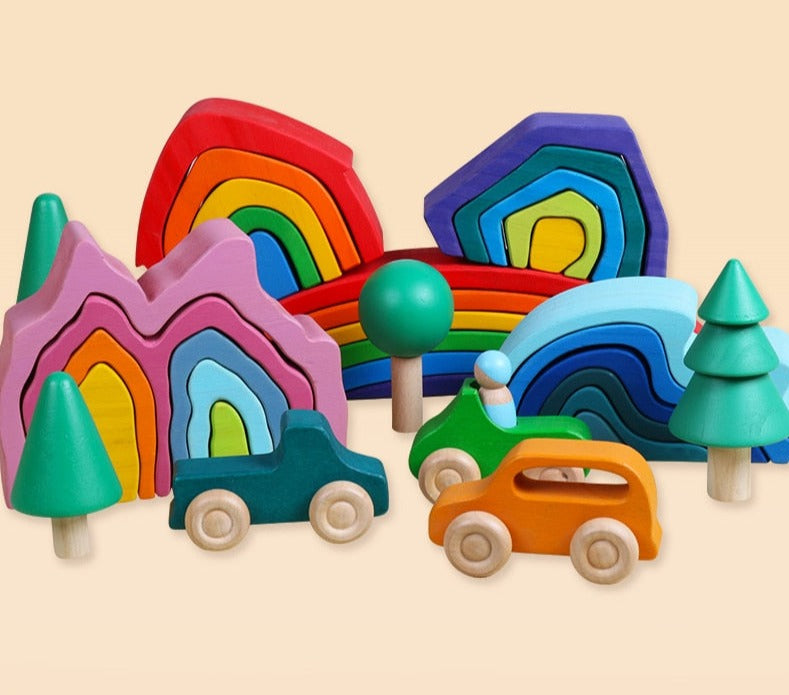 Baby Wooden Building Blocks, Baby Toy Wooden Block Cars