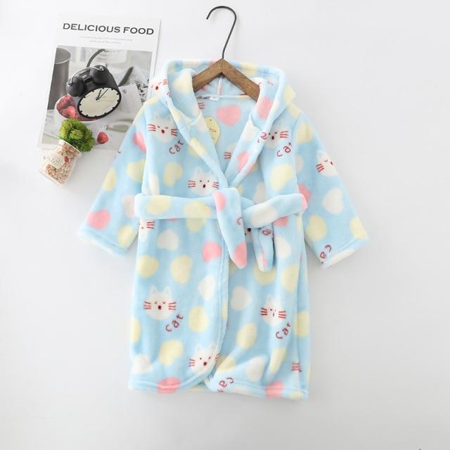 Blue Hooded Flannel Robe