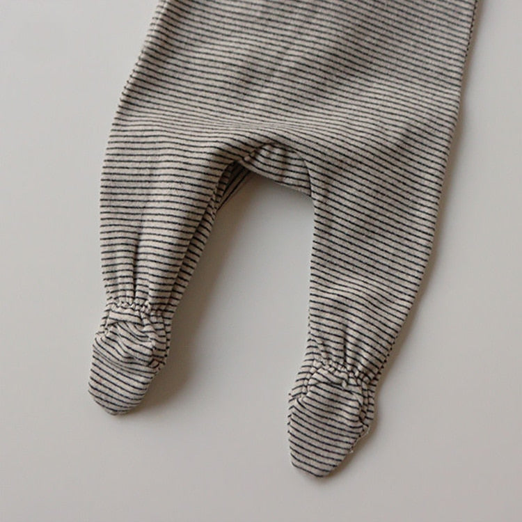 Long Sleeve Striped Cotton Footsie +Hat-Seazide Shop