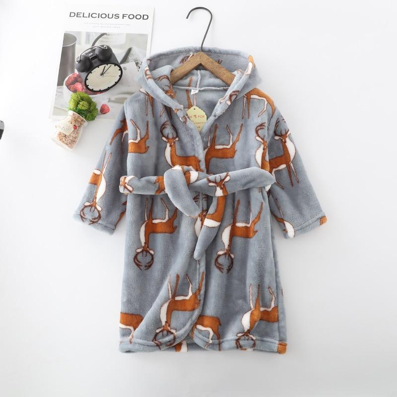 Hooded Stag Flannel Robe