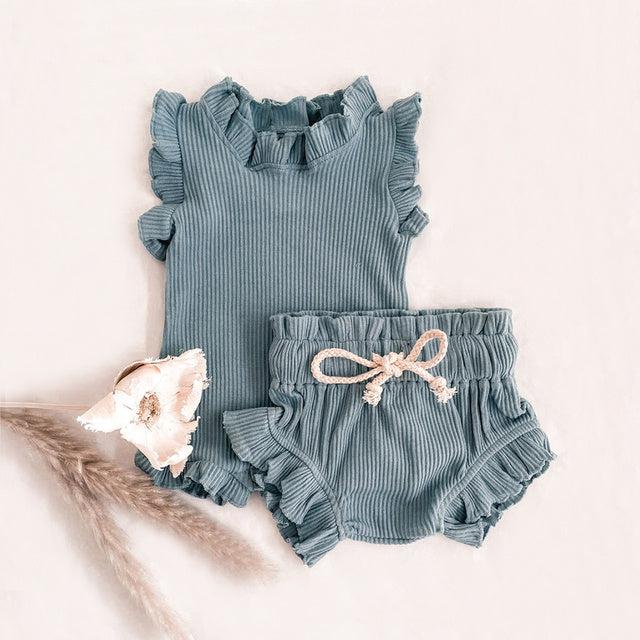 Ribbed Cotton Rompers +Bloomers-Seazide Shop