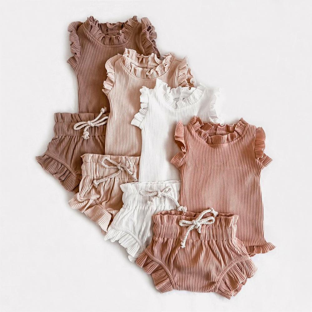 Ribbed Cotton Rompers +Bloomers