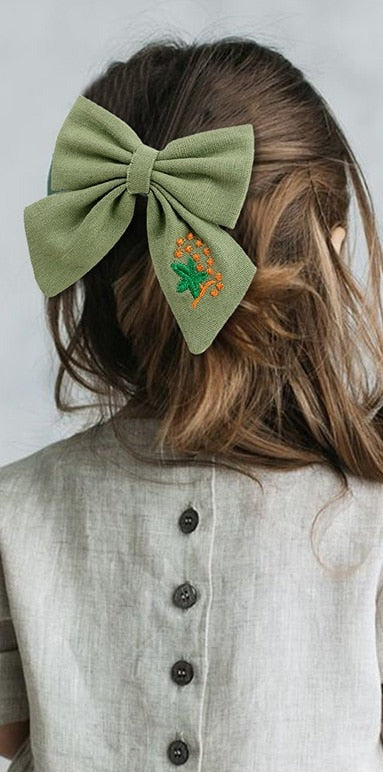 Embroidery Bows Hair Clip